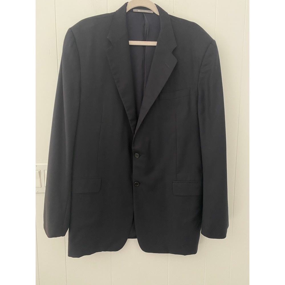 Hickey Freeman Men's Black 100% Wool Super 130s Suit Jacket Blazer Nordstrom 44L
